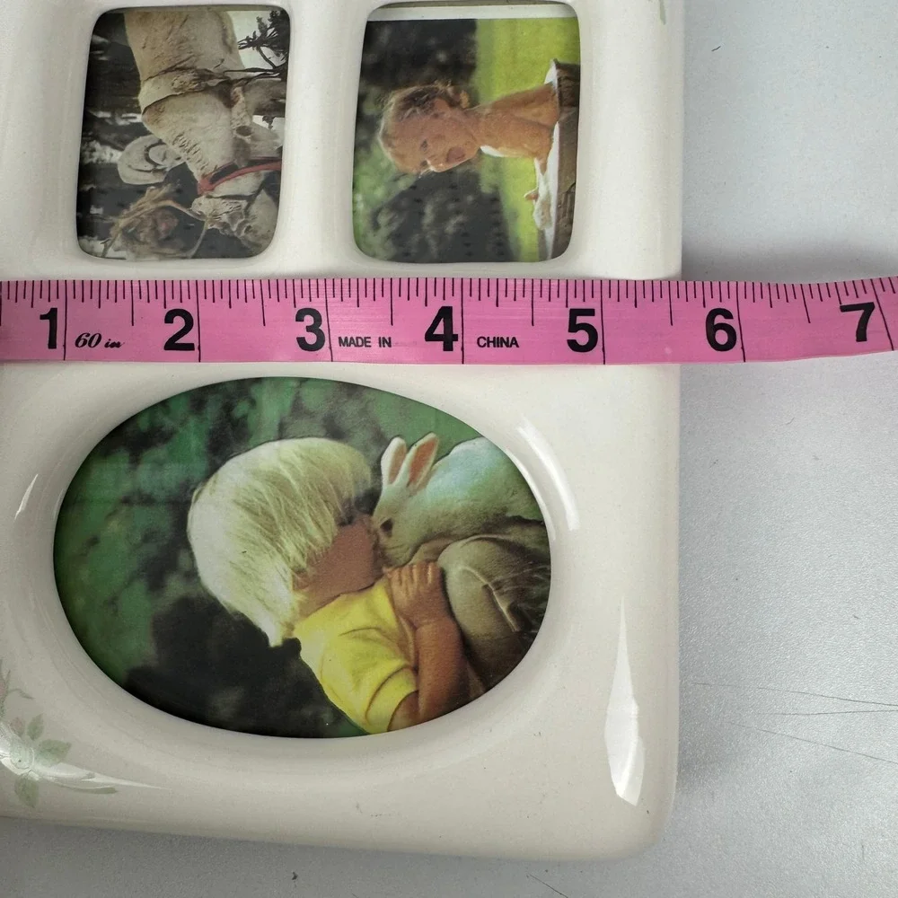 Vtg Floral Triple Picture‎ Frame Coquette Cottagecore Rose Photo Frame